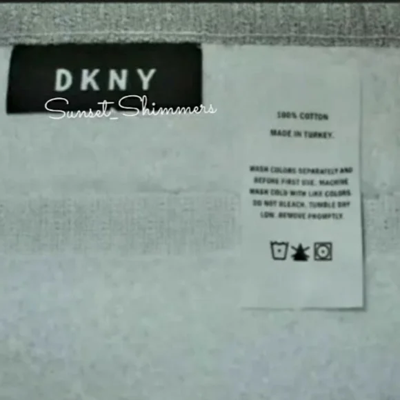 DKNY 6Pc 2 Bath 2 Hand 2 Tip Gray & White Striped 100% Cotton Towel Set New - Picture 5 of 6